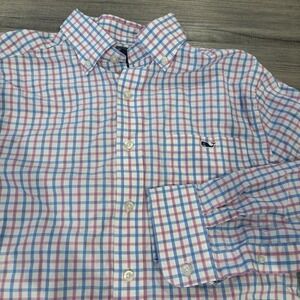 Vineyard Vines Slim Fit Tucker Shirt Small Blue & Pink Plaid L/S Button Down
